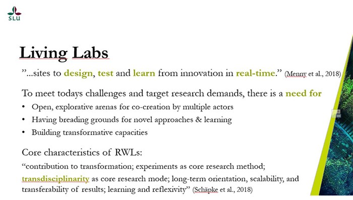 Powerpoint slide that presents Living Labs.
