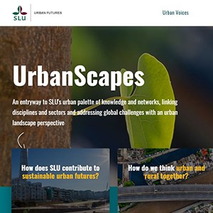 Image of the start page of urbanscapes.slu.se.