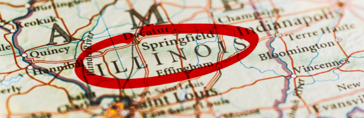Map where the name Illinois is circled.