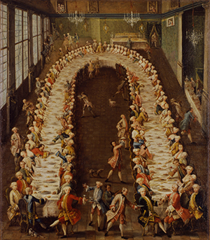 Bankett i Venedig 1755 där maten serveras enligt service à la francaise