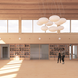 2 personer i ett biblioteket. Illustration.