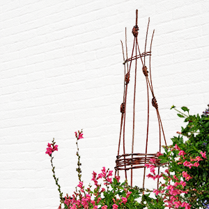 Flower pot with a braided willow decoration, photo.