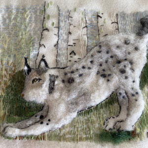 Embroidery with a lynx