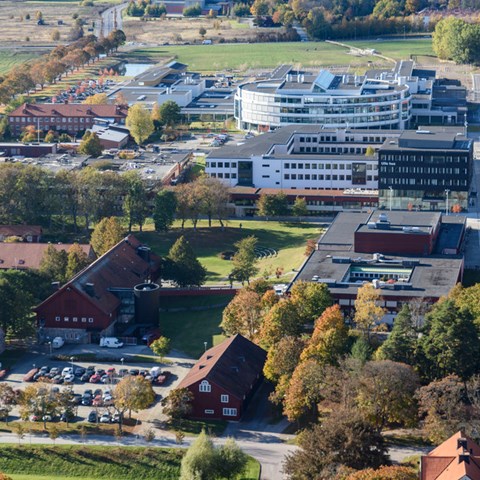 Flygbild över campus Uppsala