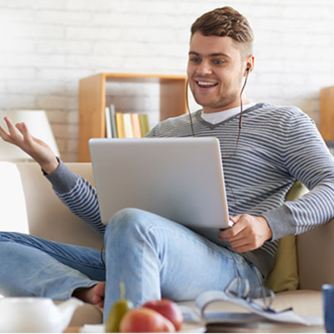 Student attending a Zoom meeting