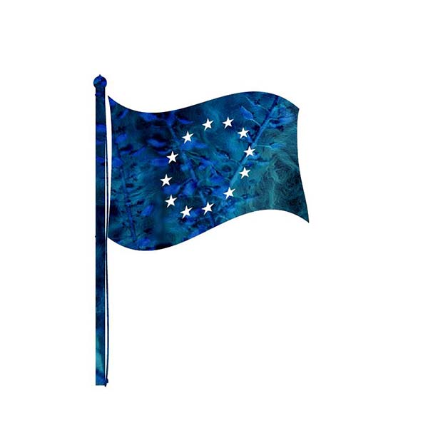 EU-flaggan med något andra färger än vanligt, illustration.