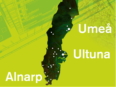 Sweden map with SLU's main campus