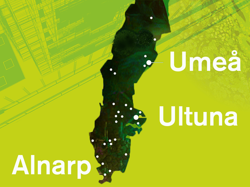 Sweden map with SLU's main campus