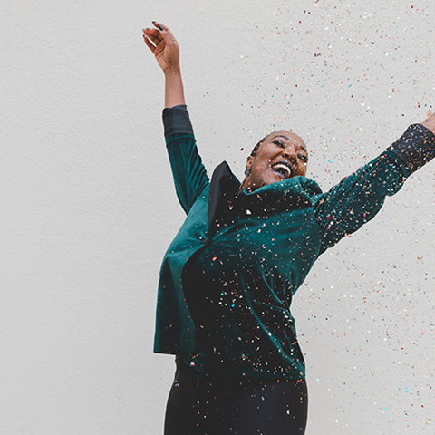  Woman cheering. Photo.