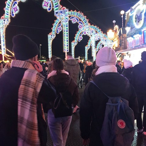 christmas decoration on a street in Sheffield