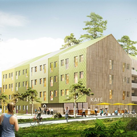 Modernt studentboende i Umeå, illustration.